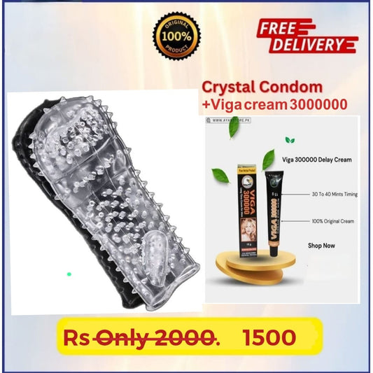 Crystal Condom + Viga 3000000 Delay Cream – Special Combo Deal Rs.1500
